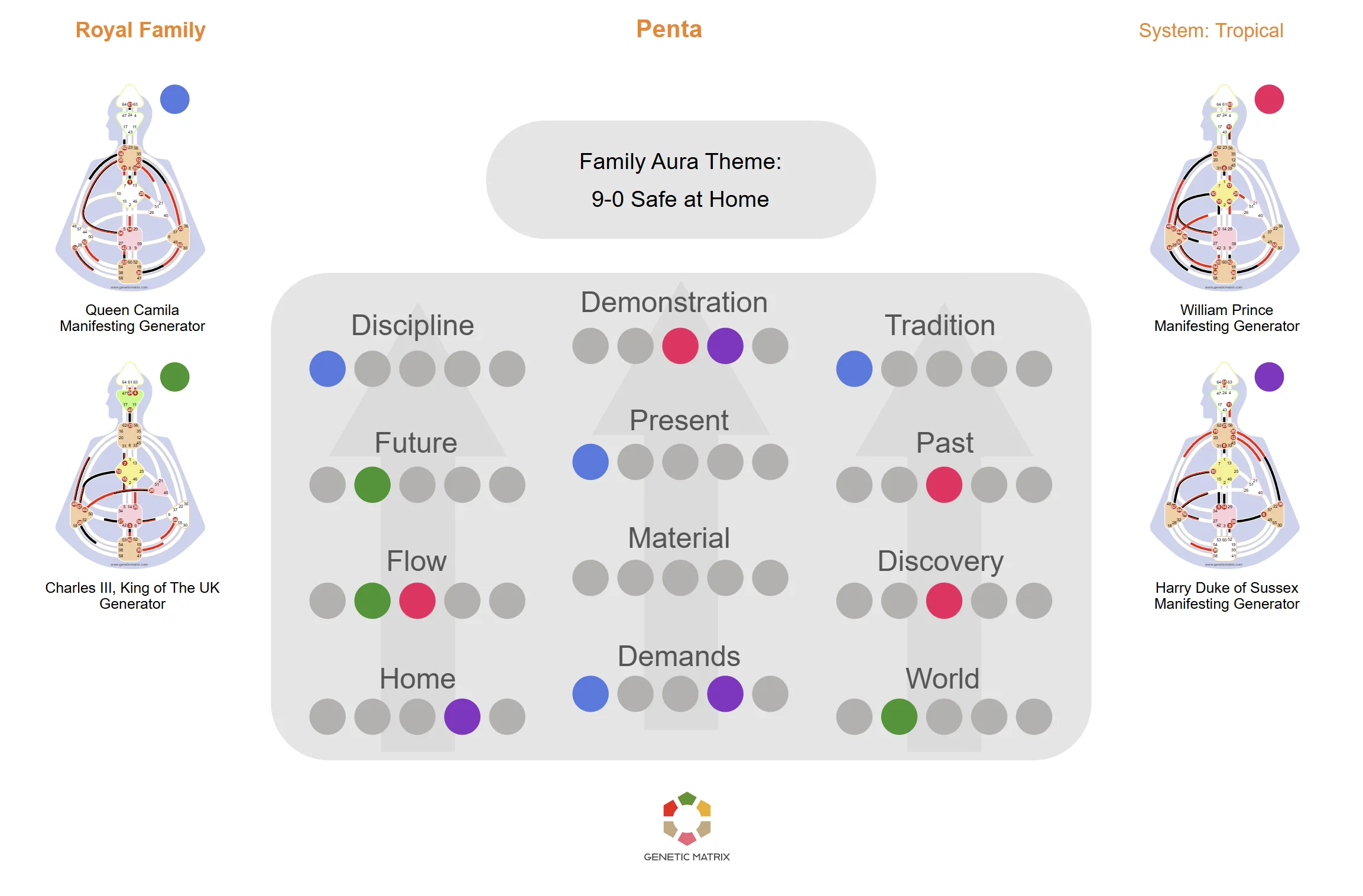 Example Family Penta chart showing how individual activations contribute to the shared family form